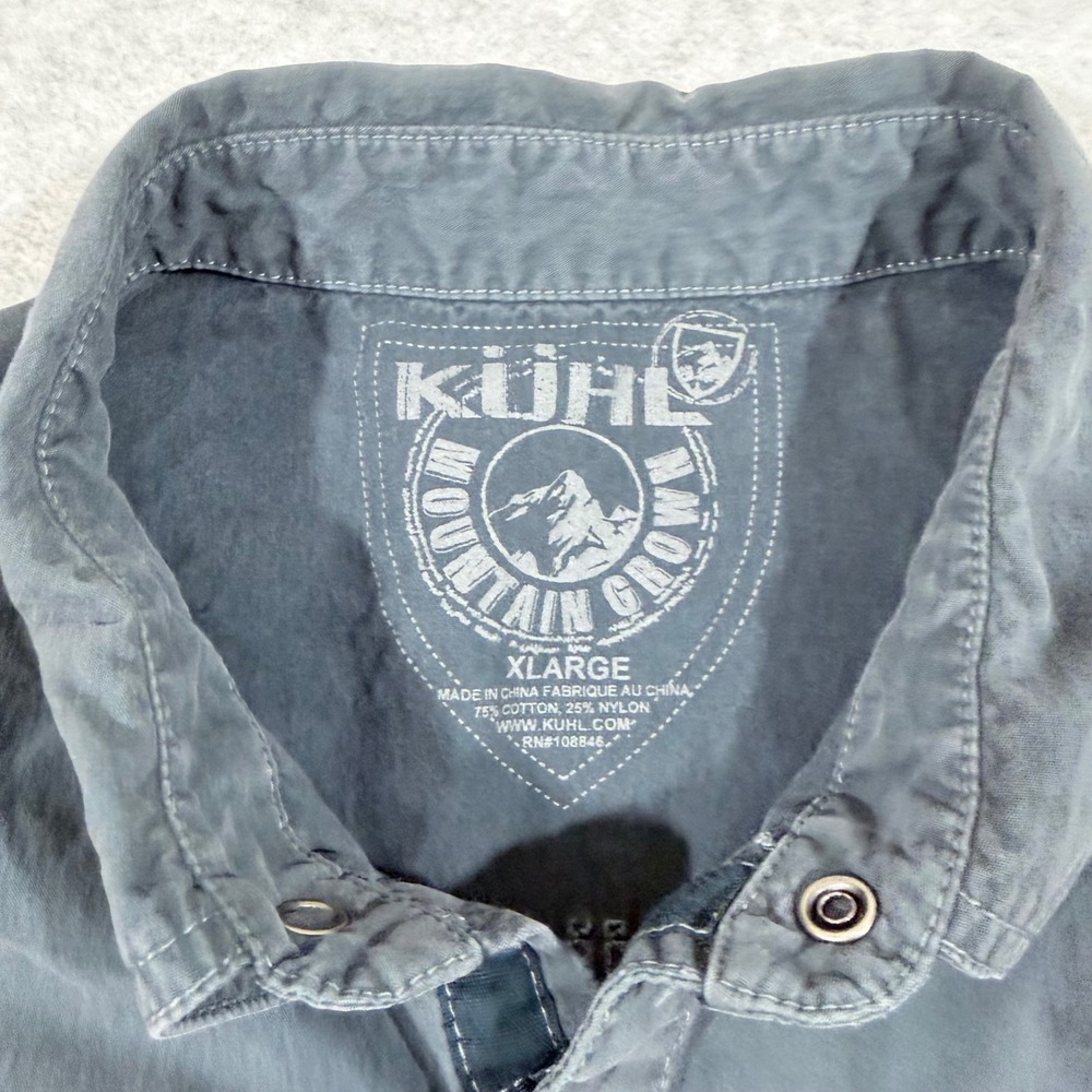 Kuhl Button Down‎ Shirt Mens XL Gray/Blue  Long Sleeve Snap Front Cotton Blend - Picture 4 of 9